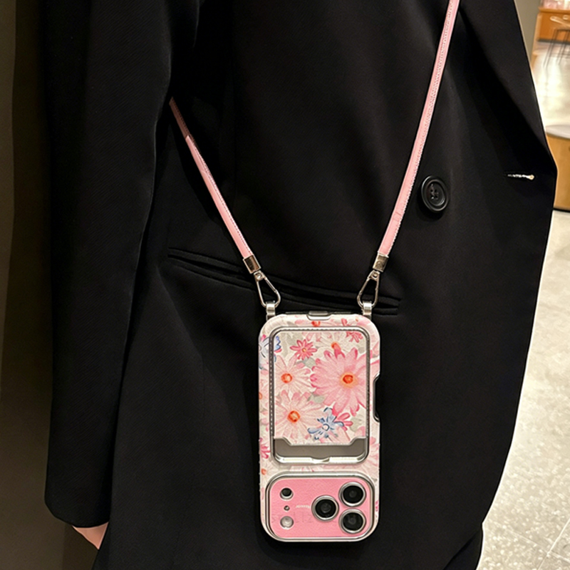 ピンクの花柄フェイクレザー風カードホルダー付きスマホケース、 - Phone Cases That Hold Cards のレビューと価格