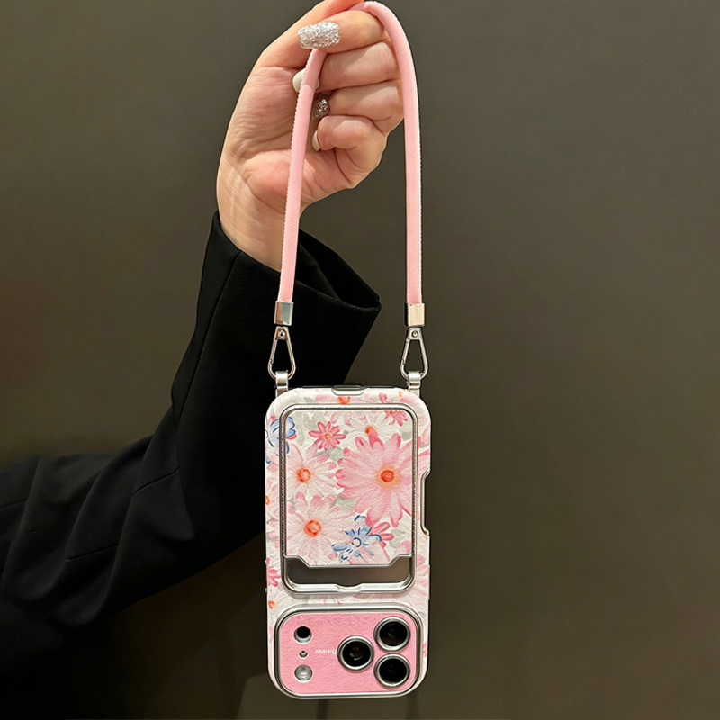 ピンクの花柄フェイクレザー風カードホルダー付きスマホケース、 - Phone Cases That Hold Cards のレビューと価格