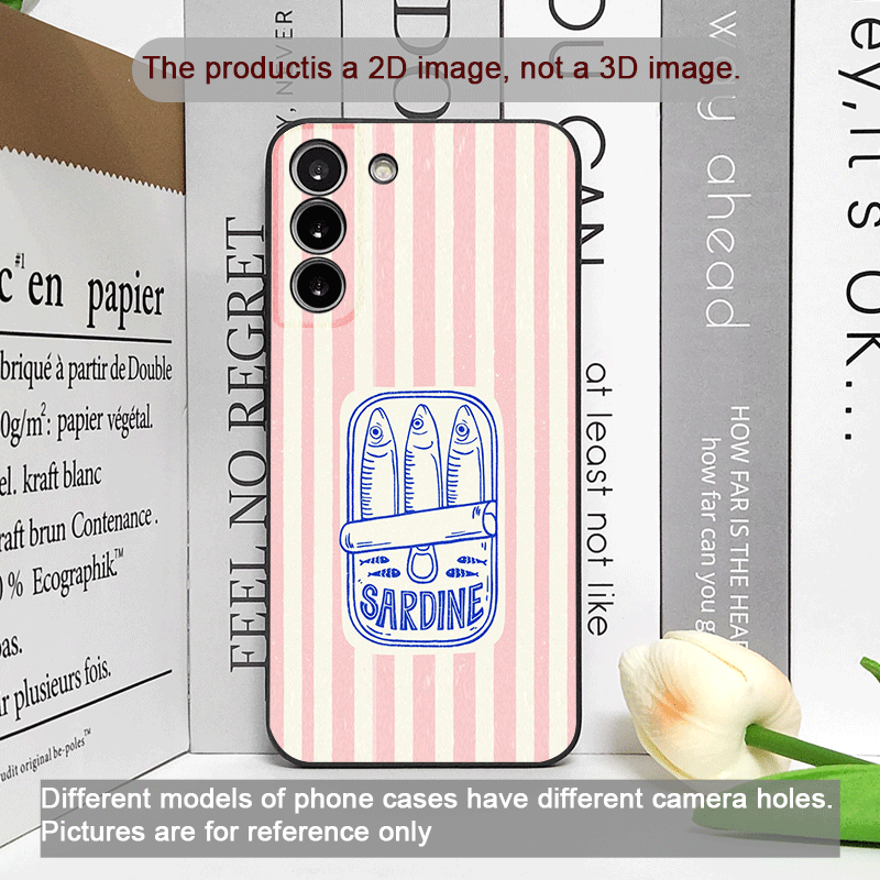 可愛いストライプ柄のイワシカラーの面白い魚柄スマホケース O - Phone Cases Silicone のレビューと価格