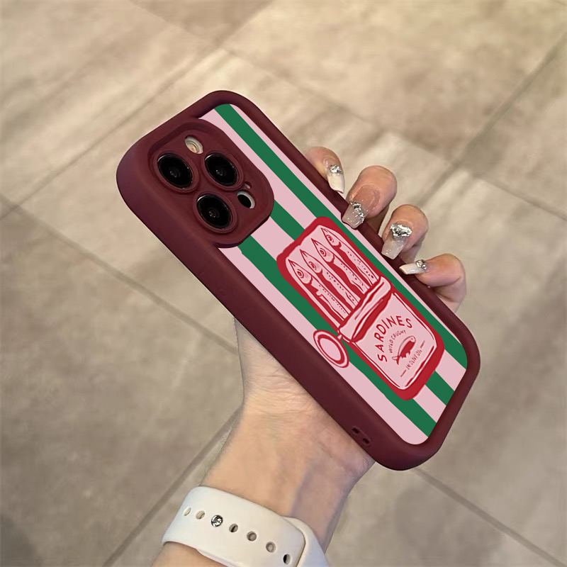 面白いイワシ缶レトロストライプ柄スマホケース iPhone  - Phone Cases Quirky のレビューと価格