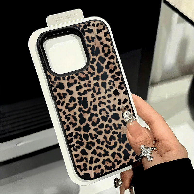 耐衝撃ブラックレオパードライチテクスチャソフトフォンケース  - Phone Cases Leopard Print のレビューと価格