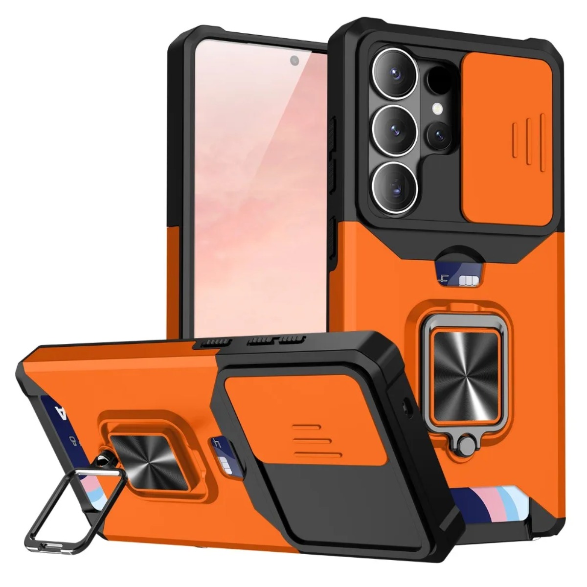カードスロットリングホルダー付きスライドカメラカバー搭載スマ - Phone Cases That Hold Cards のレビューと価格