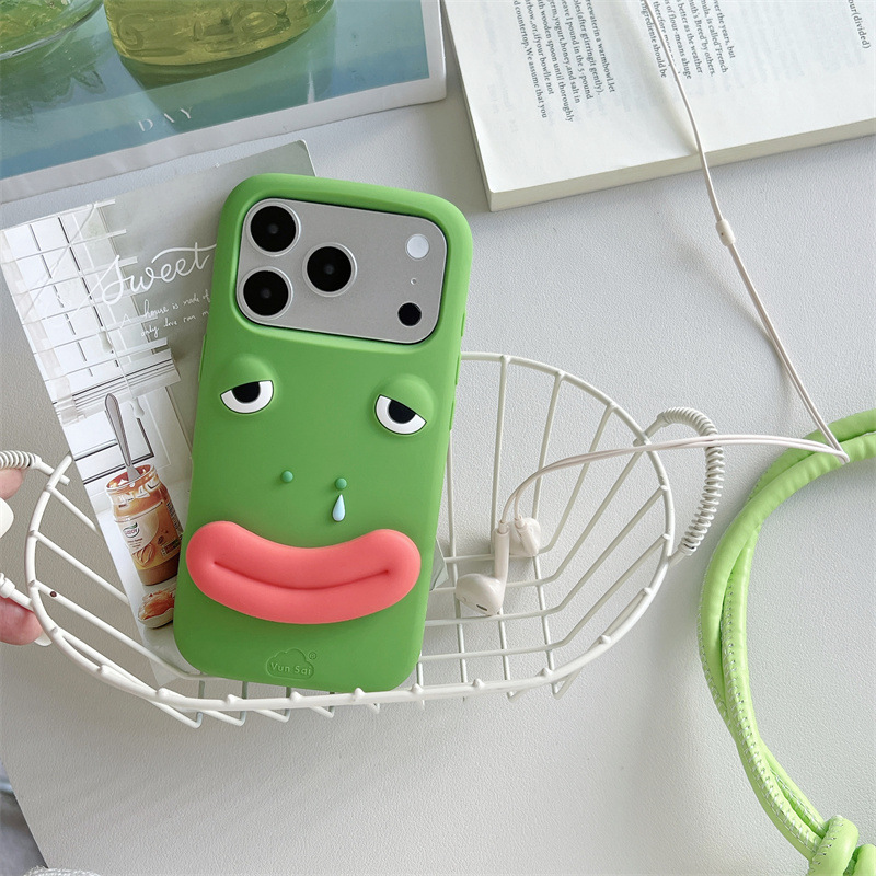 韓国の3D面白いカエルの漫画ソーセージ口型スタンド付きiPh - Phone Cases Quirky のレビューと価格