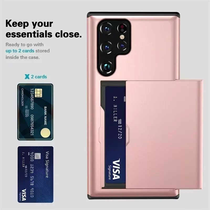 新耐衝撃ソリッドカラースライド式カードホルダー付きスマホケー - Phone Cases That Hold Cards のレビューと価格