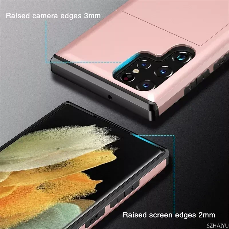 新耐衝撃ソリッドカラースライド式カードホルダー付きスマホケー - Phone Cases That Hold Cards のレビューと価格