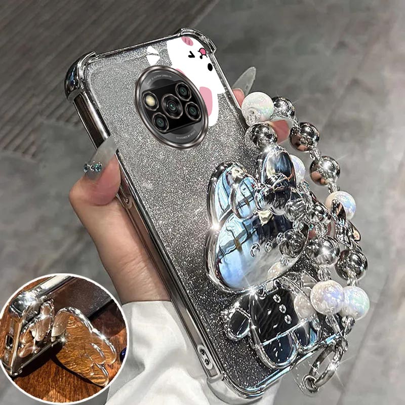 エアバッググリッターミラーウサギ電話ホルダーケースシャオ m - Phone Cases Aviation のレビューと価格
