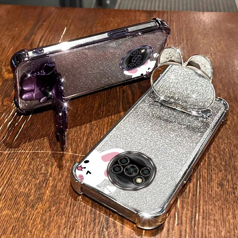 エアバッググリッターミラーウサギ電話ホルダーケースシャオ m - Phone Cases Aviation のレビューと価格