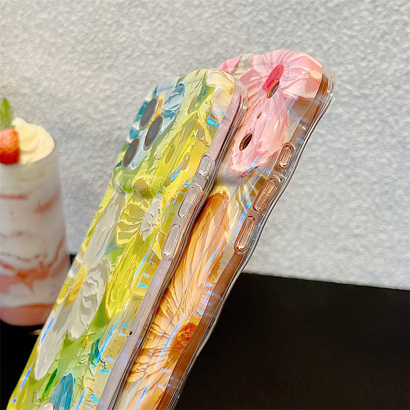 ファッションオイルペイント花柄ウェーブフォンケース iPho - Phone Cases Art のレビューと価格