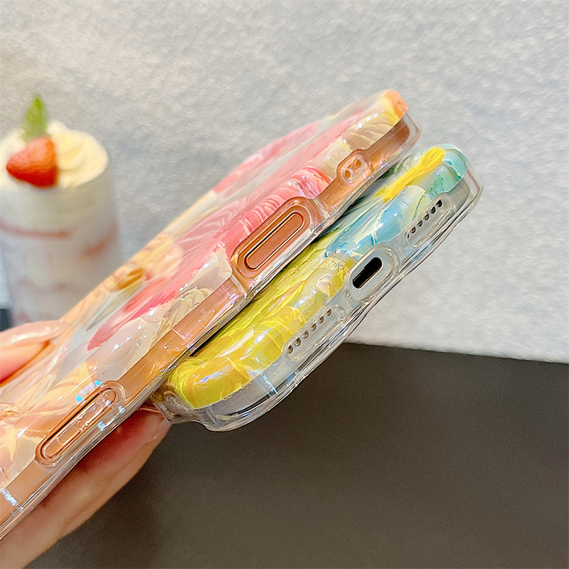 ファッションオイルペイント花柄ウェーブフォンケース iPho - Phone Cases Art のレビューと価格